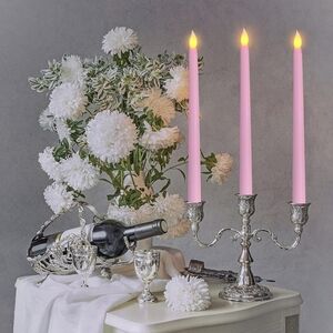 (6) Pink LED Taper Candles with Remote